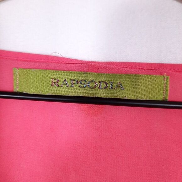 Rapsodia Layered Pink Mesh Tank with Gold Skull Medallions Ruffled Back X-Small - Picture 9 of 15